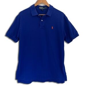 Ralph Lauren Polo Men's Cobalt Blue Stripe Classic Large L short sleeve cotton